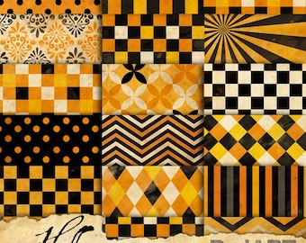 Vintage Halloween Patterns Digital Paper - V04