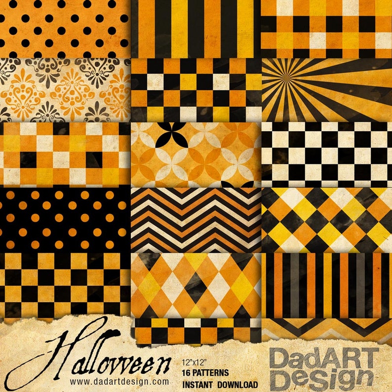 Vintage Halloween Patterns Digital Paper V04 image 1