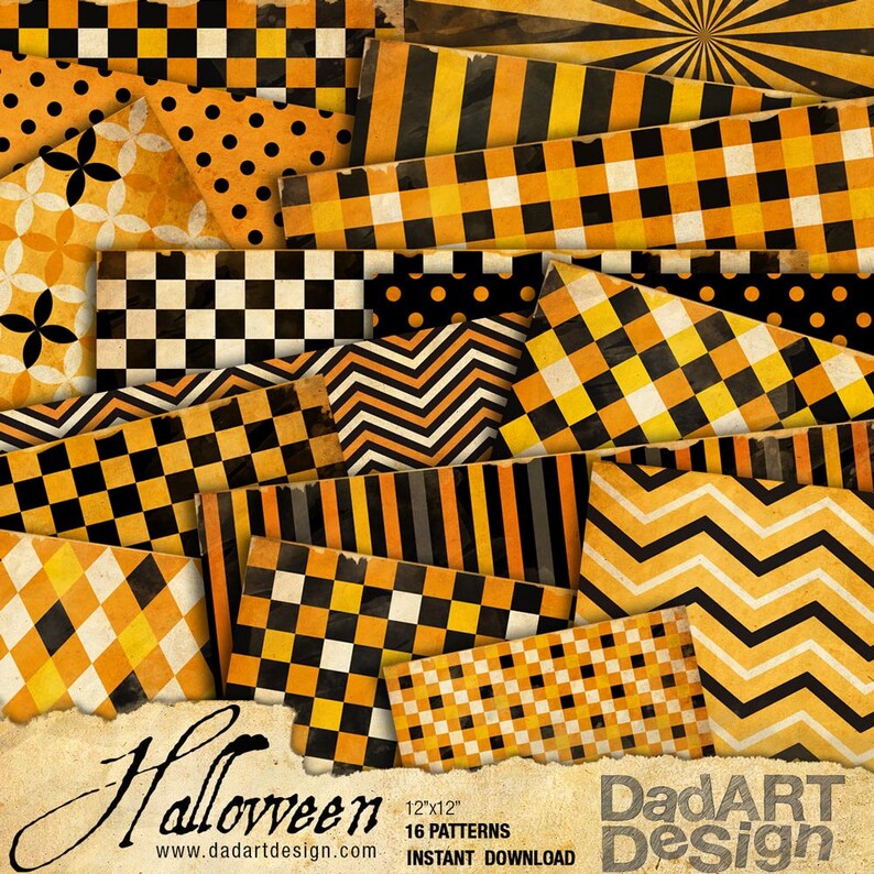 Vintage Halloween Patterns Digital Paper V04 image 3