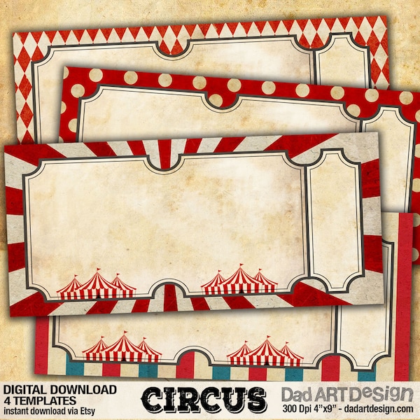 Circus Vintage invitation card templates easy to customize for your birthday, wedding, babyshower or any other celebration