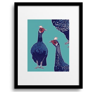 Perliczka DRUKUJĄCA sztuka ścienna | perliczka pop art ilustracja wydruk artystyczny | duży plakat z ptakiem | prezenty dla miłośników ptaków | natychmiastowe pobranie