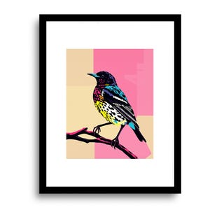 Impresión artística moderna de estornino / ilustración de estornino / póster de pájaro pop art / arte infantil de aves / regalo para amantes de las aves / arte de pared de estornino / SIN MARCO