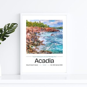 Acadia National Park watercolor print | Mount Desert Island, Maine wall art | Bar Harbor poster travel print | Acadia national park art