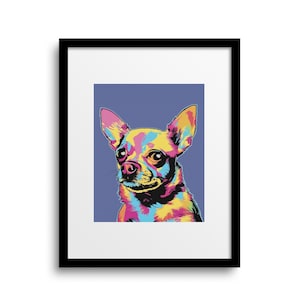 Chihuahuapop-artprint | chihuahuakunst aan de muur | kleine hond kunstafdruk | grote chihuahuaposter | cadeaus voor hondenliefhebbers | INGELIJSTE