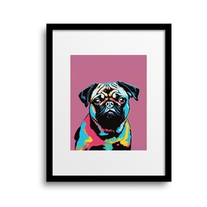 Pug PRINTABLE wall art | dog pop art | pug art print | large pug dog poster | gifts for pug lovers | dog lovers | instant file download