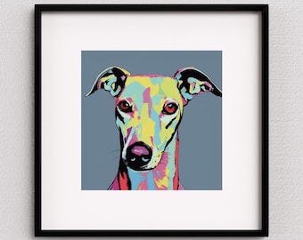 Impresión de arte de galgo / arte de pared de perro de arte pop / cartel de galgo italiano / impresión de arte pop / cartel de perro / regalos para los amantes de los perros / UNFRAMED