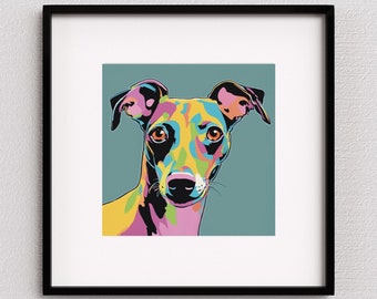 Levriero italiano stampabile arte della parete / stampa pop art cane / poster whippet / regali per gli amanti dei cani / file digitale / DOWNLOAD IMMEDIATO