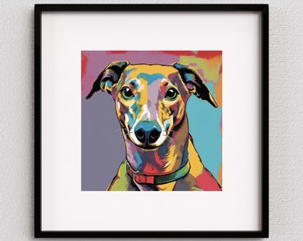 Windhund DRUCKBARE Wandkunst | Hund Pop Art Druck | derpy Hundeposter | Geschenke für Hundeliebhaber | digitale Datei | SOFORTIGER DOWNLOAD