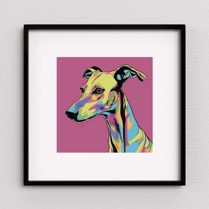 Greyhound PRINTABLE wall art | dog pop art print | pink greyhound poster | gifts for dog lovers | digital file | INSTANT DOWNLOAD