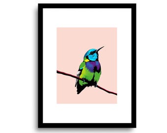 Hummingbird PRINTABLE wall art | hummingbird art print | large bird poster | pop art gifts for bird lovers | digital file instant download