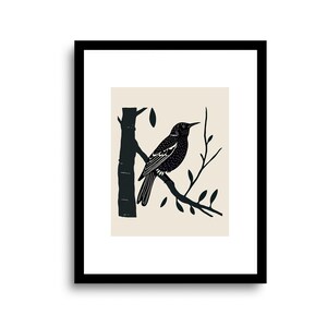 Impresión de arte popular con silueta de estornino / ilustración de estornino / póster de pájaro / arte infantil de pájaros / regalo para amantes de las aves / arte de pared de estornino / SIN MARCO