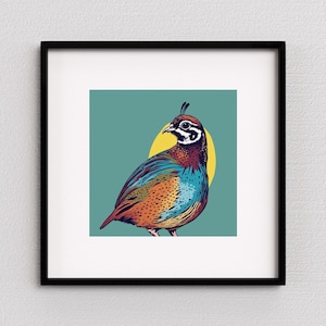 Quail PRINTABLE art print | quail pop art | quail wall art | large quail poster | gifts for bird lovers | digital file instant download