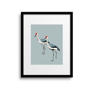 Sandhill crane pair PRINTABLE wall art | sandhill crane art print | gifts for bird lover | bird poster beach house decor | instant download