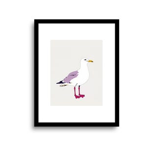 Modern seagull art print | pop art seagull wall art | bird lover gifts | beach house decor | bird illustration | sea gull poster | UNFRAMED