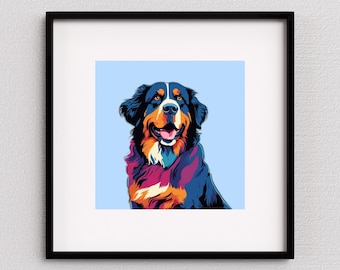 Bernese Mountain Dog PRINTABLE wall art | dog pop art | Bernese mountain dog art print poster | gifts for dog lovers | instant download