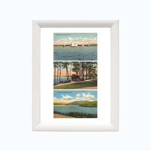 Impression d'art vintage de carte postale du lac Sunapee | Affiche de voyage NH | Art mural Sunapee | Cadeaux Sunapee | décoration de maison au bord du lac | encadré ou non 20 x 10 po.