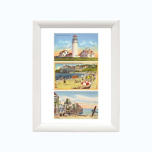 Impression d'art vintage de carte postale de Cape Cod | Impression de voyage Cape Cod | Art mural de Cape Cod, Massachusetts | Cadeaux Cape Cod | encadré ou non 20 x 10 po.
