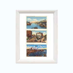 Impression d'art de carte postale vintage de Portland, Maine | Affiche de voyage dans le Maine | Affiche de Portland | Cadeaux Portland Maine | encadré ou non 20 x 10 po.