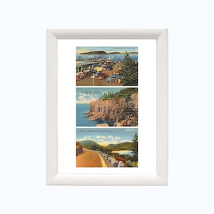 Bar Hafen Maine Vintage Postkarte Kunstdruck | Maine Reisedruck | Acadia Nationalpark Wandkunst | Maine Geschenke | gerahmt oder ungerahmt 8 x 10 in