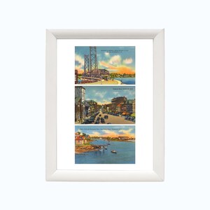 Impressão de arte de cartão postal vintage de Portsmouth, NH | Impressão de viagem de Portsmouth | Arte de parede de New Hampshire | presentes de NH | emoldurado ou sem moldura 8 x 10 pol.