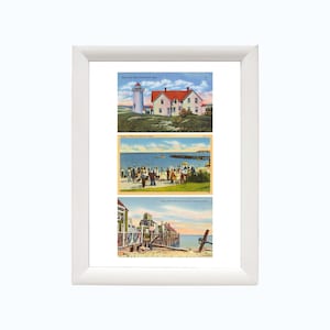 Provincetown, MA impression d'art de carte postale vintage | Impression de voyage Cape Cod | Art mural Ptown | Cadeaux Provincetown | encadré ou non 20 x 10 po.