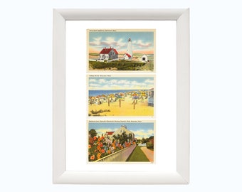Nantucket, MA vintage postcard art print | Nantucket travel print | vintage beach house decor | Nantucket gifts | framed or unframed 8x10in