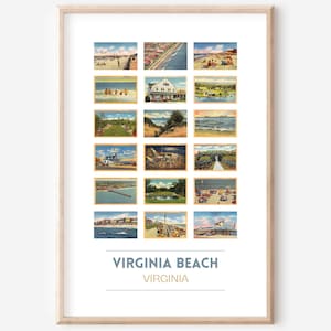 Pôster de cartões postais vintage de Virginia Beach | Impressão de viagem de Virginia Beach | Cartões postais de VA | Decoração de casa de VA Beach | Presente de Virginia Beach | SEM MOLDURA