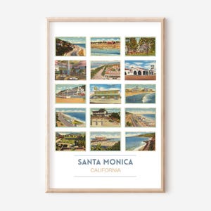 Pôster de cartão postal vintage de Santa Monica, CA | Impressão de viagem de Santa Monica | Cartão postal da Califórnia | Arte de parede da CA | Impressão de arte de Santa Monica | SEM MOLDURA