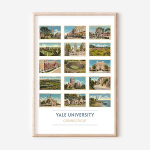 Pôster de cartão postal vintage da Universidade de Yale | Pôster de ex-alunos de Yale em New Haven, CT | Presente de formatura de Yale | Impressão de arte de Yale | emoldurado ou sem moldura