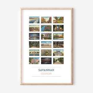Savannah, GA Vintage Postkarten Poster | Savannah Reisedruck | Savannah, Georgia Kunstdruck | Georgien Poster | Savannah Geschenke | Ohne Rahmen
