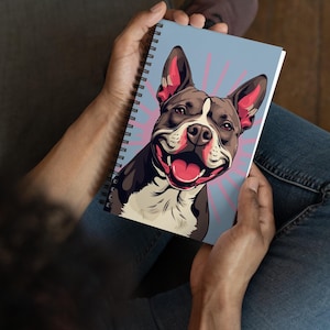 Spirala z notesem Pitbull | notatnik Pitbull | mały szkicownik | prezenty dla miłośników Pitbulli | Dziennik Staffordshire terriera | artykuły papiernicze dla psów