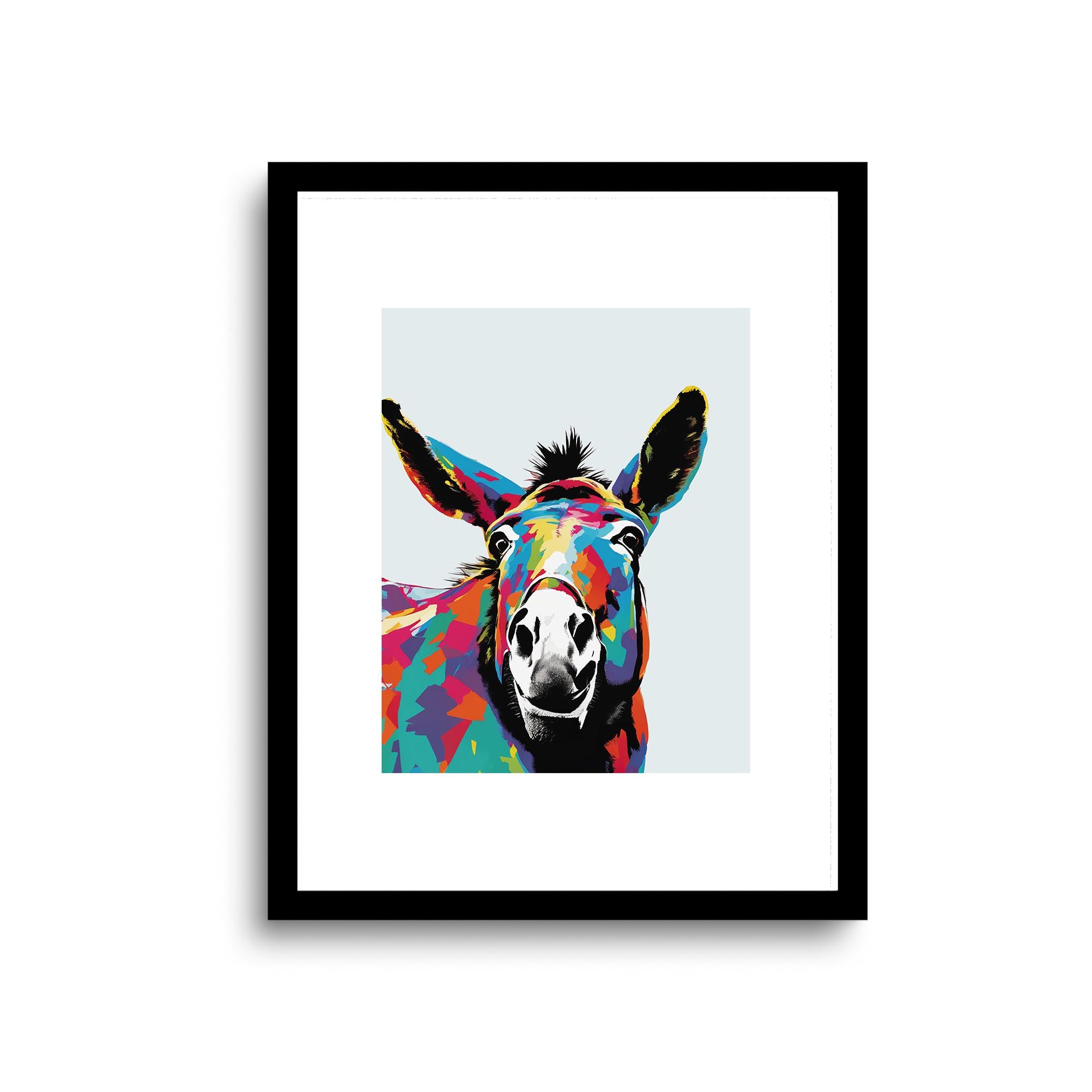 Pop art donkey art print | mule art print | donkey wall art | donkey poster | farm animal print | gifts for animal lovers | UNFRAMED