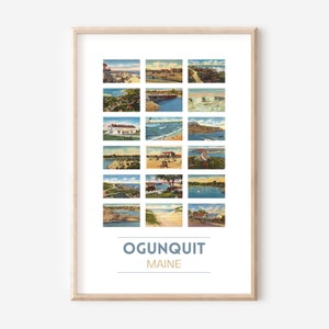 Ogunquit, Maine vintage postcards poster | Ogunquit travel print | Maine postcards | 1930s 1940s wall art | Ogunquit art print | UNFRAMED