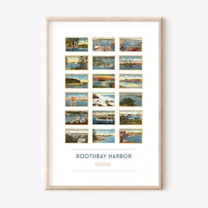 Boothbay Hafen, Maine Vintage Postkarte Plakat | Boothbay Reisedruck | Maine Postkarten | Boothbay Hafen Kunst | Maine Geschenk | optional mit Rahmen
