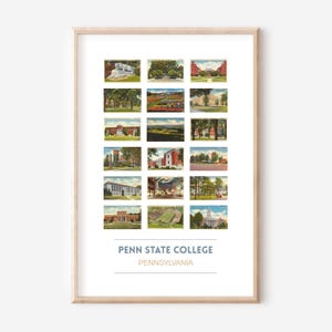 Penn State College, PA Vintage Postkarten Poster | Pennsylvania State College Kunstdruck | Penn State College Abschlussgeschenk | optional mit Rahmen