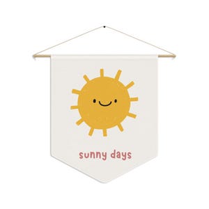Sunny Days kids pennant banner | sun wall hanging banner for playroom, nursery, kid&#39;s room decor | baby shower gift | dowel & twine included