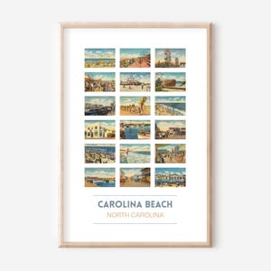 Carolina Beach, Affiche de carte postale vintage | Affiche de voyage en Caroline du Nord | Cadeaux de plage de la Caroline | Impression d'art Carolina Beach | SANS CADRE
