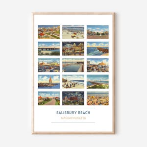 Affiche de carte postale vintage de Salisbury Beach, MA | Affiche de la plage de Salisbury | Impression d'art Salisbury | Impression de voyage dans le Massachusetts | encadré ou non