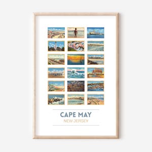 Poster dos cartões postais vintage de Cape May, NJ de <br> Entrega Rápida? Impressão de viagem de Cape May de <br> Entrega Rápida? Cartões postais da praia de New-jersey de <br> Entrega Rápida? Arte de parede de Cape May | presentes de NJ | SEM MOLDURA