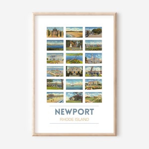 Newport, Rhode - poster do cartão postal vintage de <br> Entrega Rápida? Impressão de viagens de Newport, RI de <br> Entrega Rápida? anos 30 anos 40 Rhode - cartões postais da ilha | Impressão artística de Newport | SEM MOLDURA