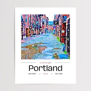 Portland, Maine watercolor art print | Old Port wall art | Maine travel print | Old Port Maine poster | New England home decor