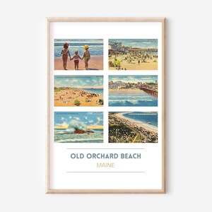 Old Orchard Beach, Maine, affiche de carte postale de 11 x 14 pouces | Impression de voyage OOB | Impression d'art du Maine | Cadeaux OOB Vacationland | cadre en option
