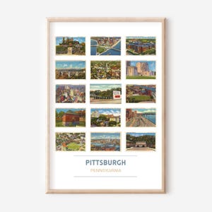 Pittsburgh, PA vintage postcard poster | Pittsburgh travel print | Pittsburgh art print | Pittsburgh, Pennsylvania wall art | unframed