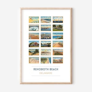 Rehoboth Beach, Delaware pôster de cartões postais vintage | Impressão de viagem de Rehoboth Beach | Arte de parede de Rehoboth, DE | Presentes de cartão postal de Delaware | SEM MOLDURA