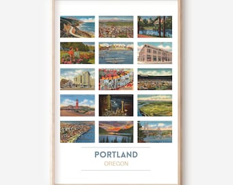 Portland, Oregon vintage postcard poster | Portland postcard travel print | Portland gifts | Portland, OR wall art | frame optional