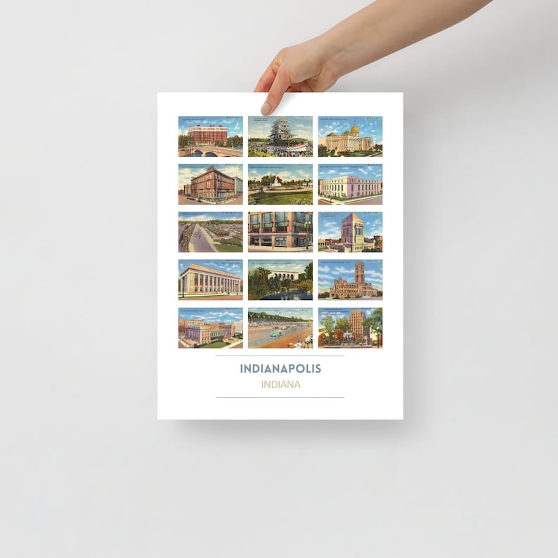 Indianapolis, IN Vintage Postcard Poster | Indianapolis Poster ...
