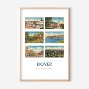 Pôster de cartão postal vintage de Dover, NH | Impressão de viagem de New Hampshire | Impressão de arte de Dover, NH | Arte de parede da Nova Inglaterra | Presentes de Dover, NH | sem moldura