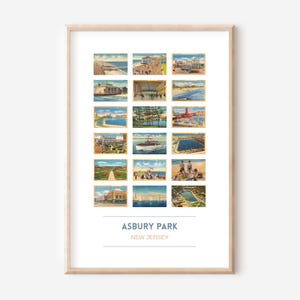 Pôster de cartão postal vintage de Asbury Park, NJ | Impressão artística de Asbury Park | Presentes de Asbury Park, Nova Jersey | Arte de parede da costa de Nova Jersey | SEM MOLDURA