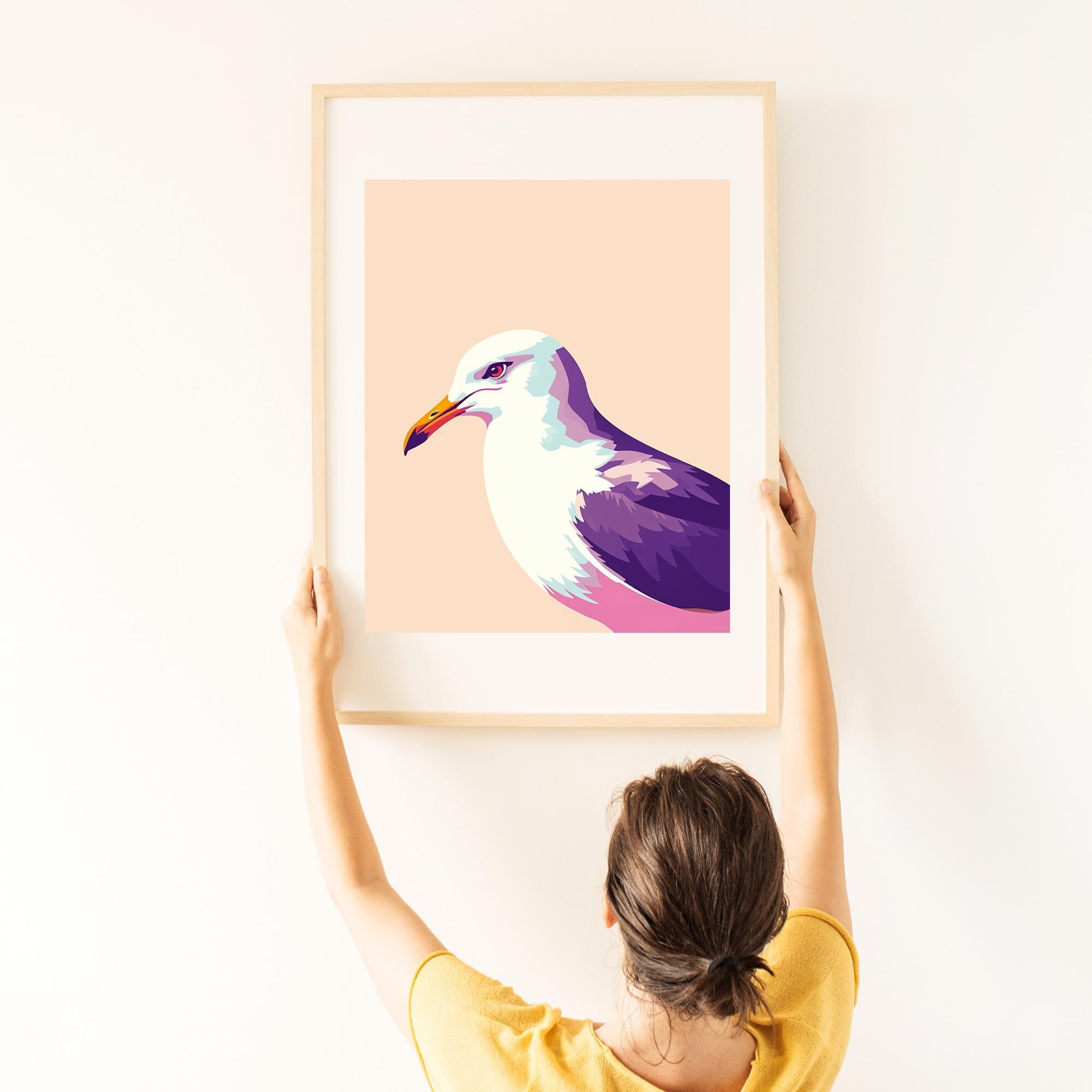 Seagull PRINTABLE Wall Art | Pop Art Seagull Art Print | Gift for Bird ...