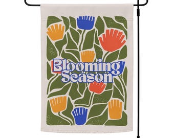 Blommande säsong trädgårdsflagga | modern tulpanträdgårdsflagga | vårbanderoll för inomhus/utomhusbruk, välkomstflagga eller väggbonad | stång ingår ej